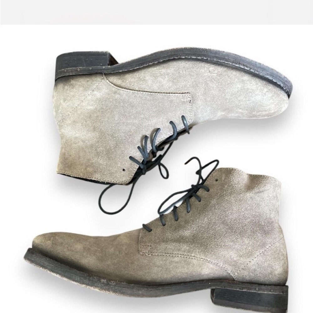 All Saints Taupe Suede Lace-Up Boots